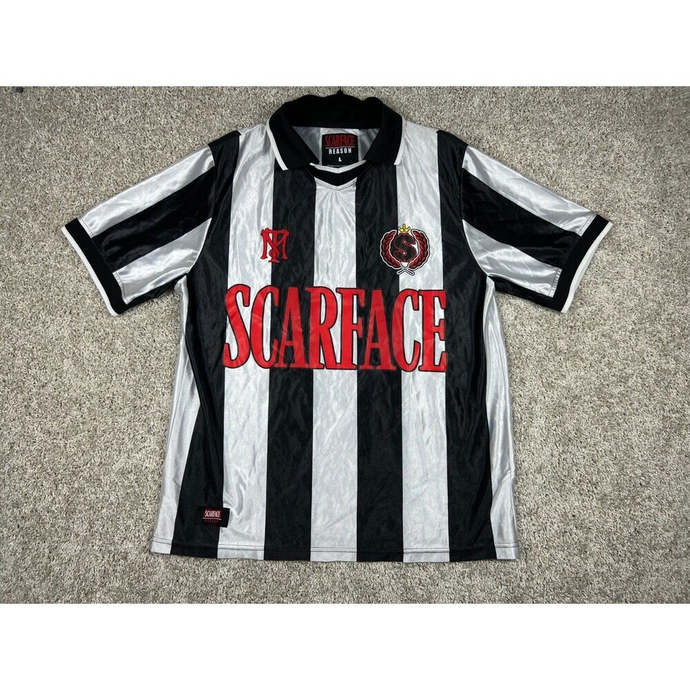 Scarface Reason Jersey Mens L Soccer Shirt Black White Graphic Streetwear